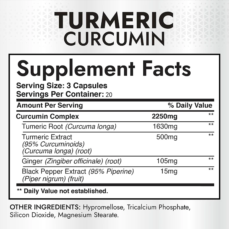 Turmeric and Curcumin 2250mg,  - Turmeric Curcumin Capsule 评论和价格