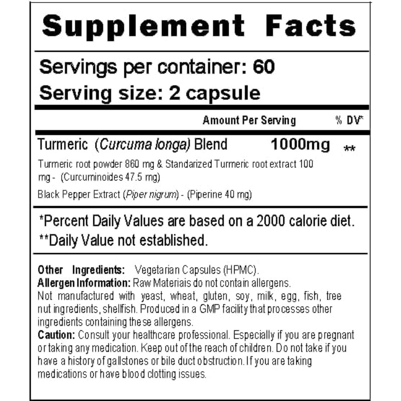 Turmeric Capsules 1000mg Conta - Turmeric Curcumin Capsule 评论和价格